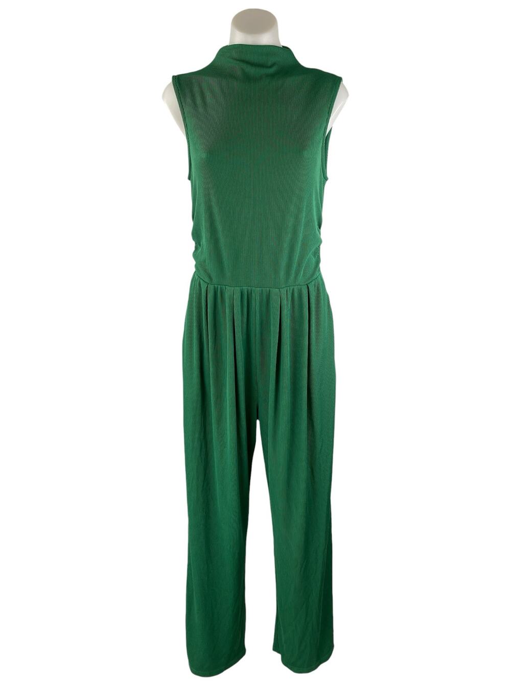 Pretty Garden Green Mock Neck Sleeveless Wide Leg One Piece Romper Jumpsuit Sz M